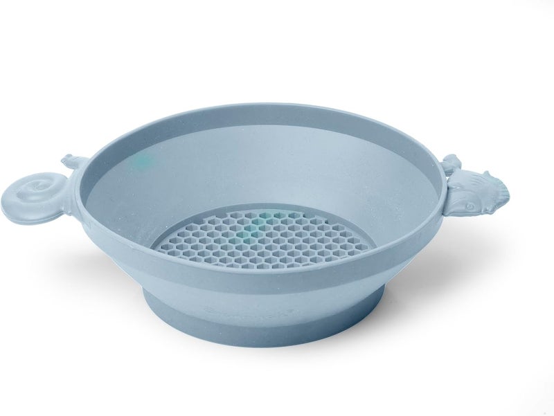 Scrunch Panner with Handle - Collapsible and Foldable Silicone Sieve for Kids, Duck Egg Blue - Image 1