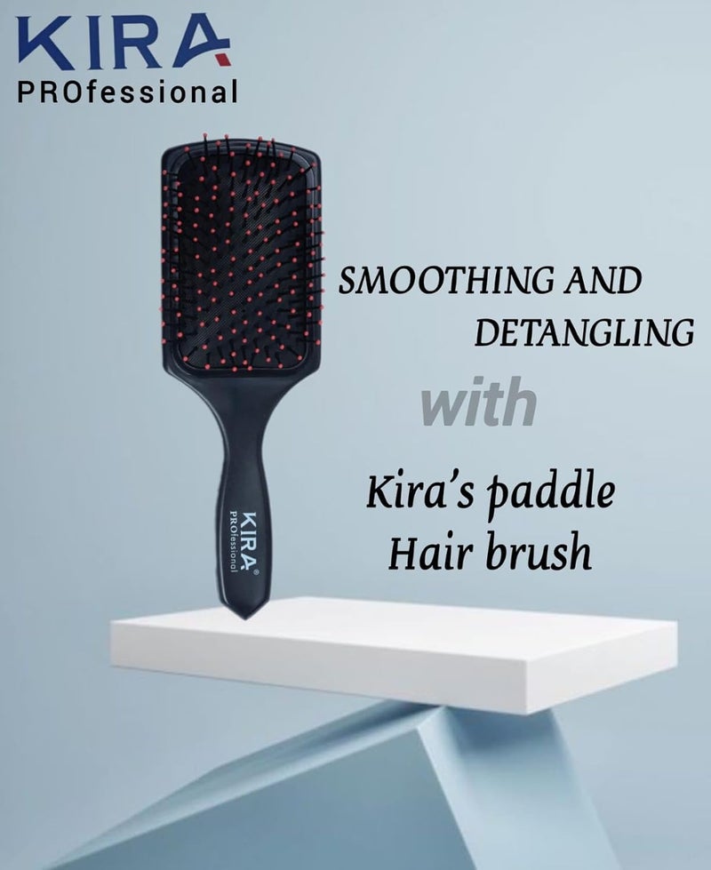 Kira Professional Brush Detangler Hair Brush Black with Soft Bristles Perfect Hair Brush for Men Women and Kids Detangler for All Hair Types Paddle Black - Image 4