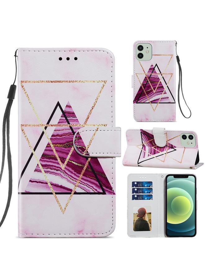 زبون جراب لهاتف iPhone 12 / 12 Pro، جراب جلدي أفقي قابل للطي بنمط مرسوم مع حامل وفتحات للبطاقات وإطار للصور - Image 1