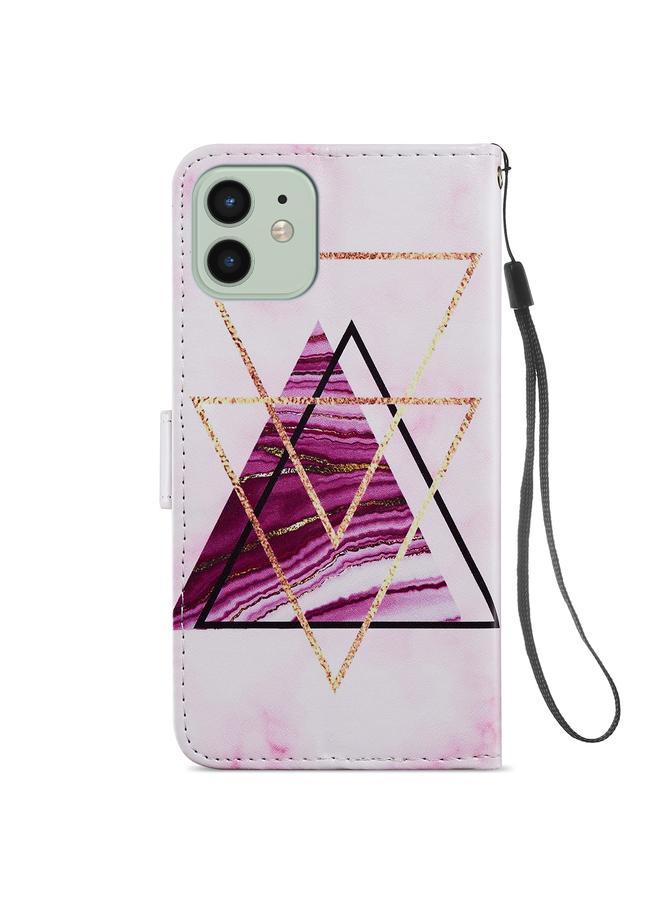 زبون جراب لهاتف iPhone 12 / 12 Pro، جراب جلدي أفقي قابل للطي بنمط مرسوم مع حامل وفتحات للبطاقات وإطار للصور - Image 3