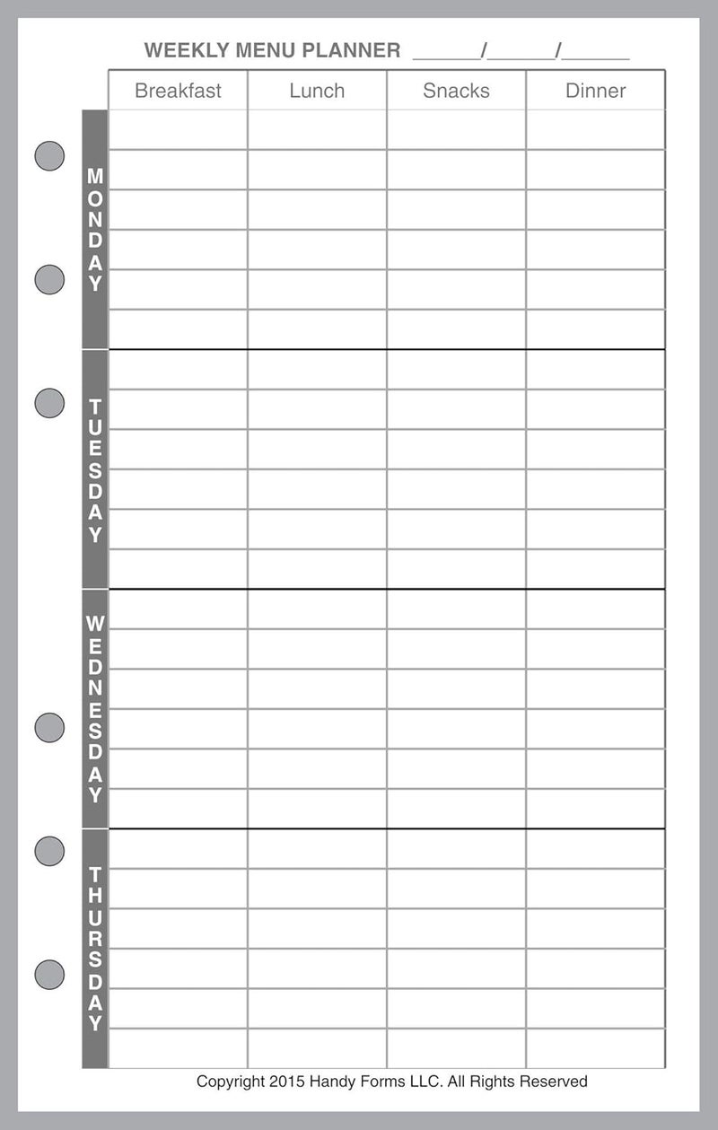 Handy Forms Compact Size Menu Planner and Shopping List, Sized and Punched for Franklin Covey Compact and Other Notebooks (4.25" x 6.75") - Image 2