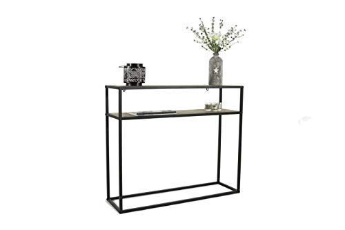 INDIAN DECOR INDIAN DECOR 45993 Mini Two Tier Console Table for Kids Vintage Wall Table with Storage Shelves Black Metal Wood Slim Hallway Table Weight Capacity Dimensions 70 x 30 x 50 cm - Image 3