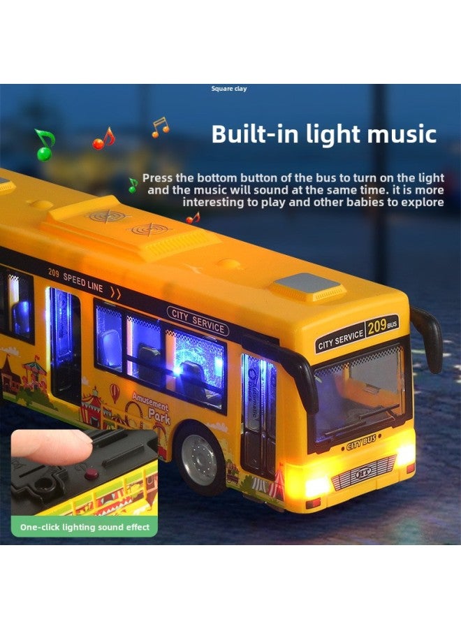 Children's Large Bus Toy Can Open The Door Boy Light Music Bus Model Simulation Baby Bus-Color:Large Sound And Light Bus-green - Image 4