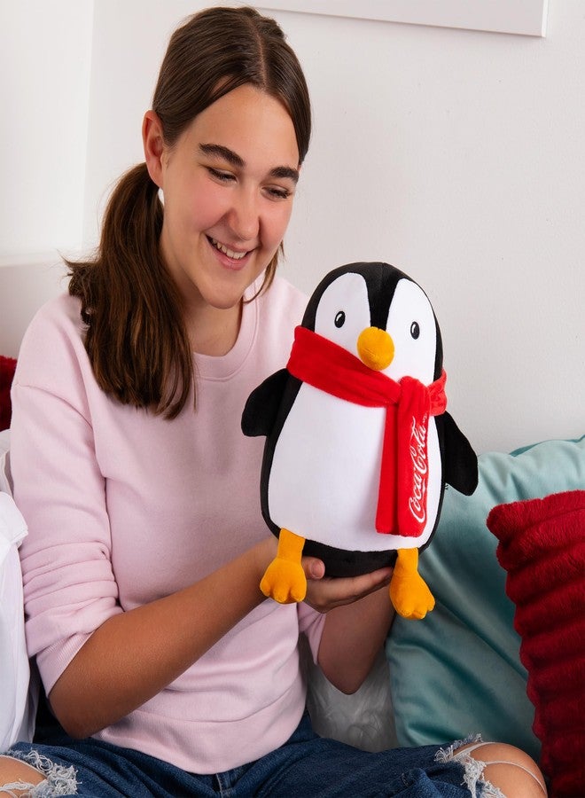 Coca-Cola 9" Penguin with Scarf Snowball Plushies, Soft, Squishy Stuffed Animal, Great Gift for Boy, Girl, Kids & Toddlers for Christmas & Birthdays, Cuddle Pillow, Dorm Bed Décor - Image 2