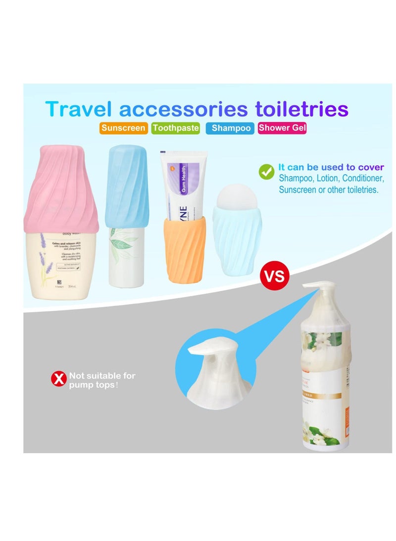 SYOSI 4 Pack Elastic Sleeves for Leak Proofing Travel, Leak Proof Sleeves for Travel Container in Luggage, Reusable Accessory for Travel Toiletries, Colorful - Image 2
