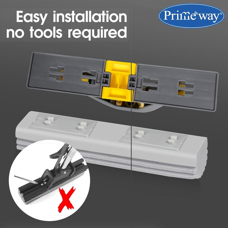 Primeway ® ممسحة تنظيف الأرضيات الرطبة بتصميم فراشة ذاتية العصر من PVA | مقبض مطلي بالحديد بطول 124 سم | قطعة إضافية واحدة للتجديد | إسفنجة فائقة الامتصاص بطول 28 سم | تصميم سحب جديد بدون ذراع | رمادي - Image 4
