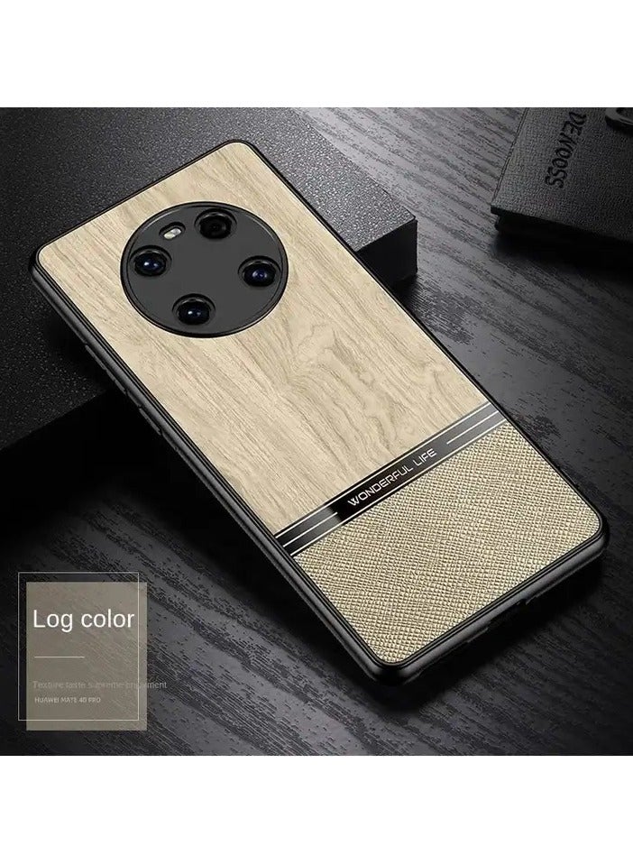 Elmo3ezz Shockproof Wood Grain Skin PU and TPU Shockproof Luxury Phone Case for Samsung A13 4g (Beige) - Image 4