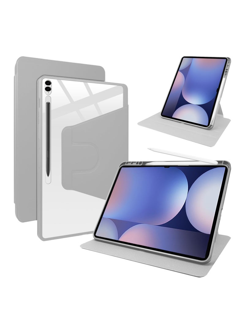 eGreen99 for Samsung Galaxy Tab S10 Plus / S9 FE Plus / S9 Plus Case Cover,Tablet Protective Case  , Acrylic 360 ° Rotating Design, Automatic Wake-up/sleep, Soft Leather，Grey - Image 1