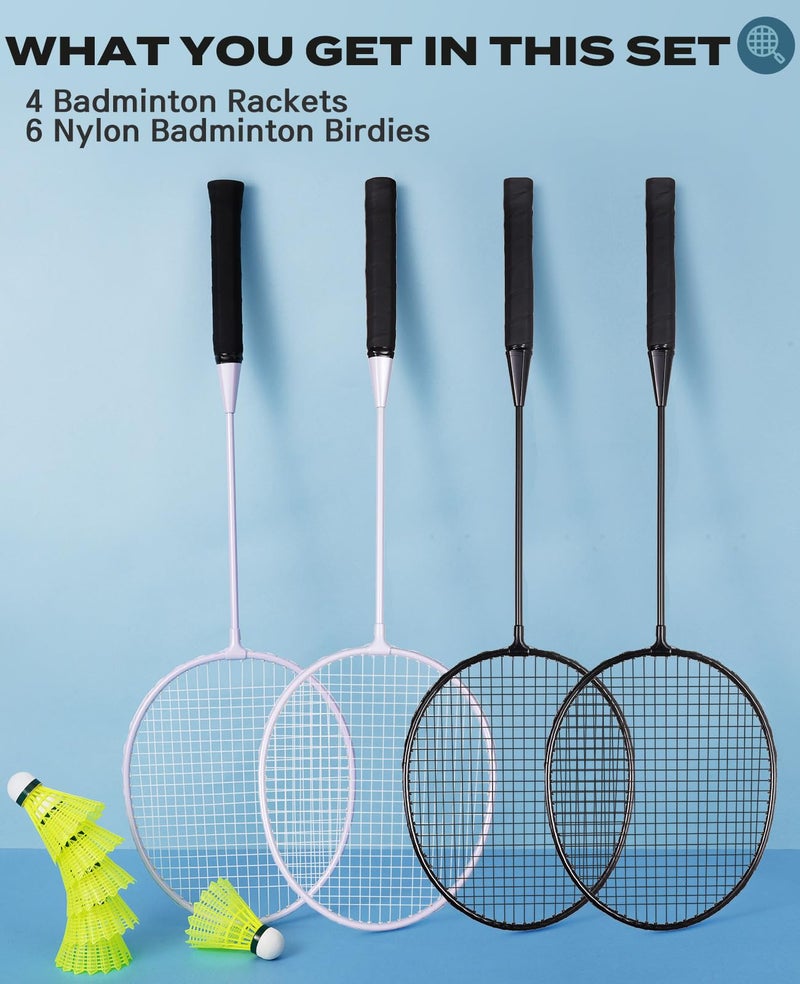 AboveGenius Badminton Rackets Set with 6 Shuttlecocks, Lightweight Badminton Set of 4 for Outdoor Backyard Games, Racquets with Durability for Beginners and Casual Players - Image 4