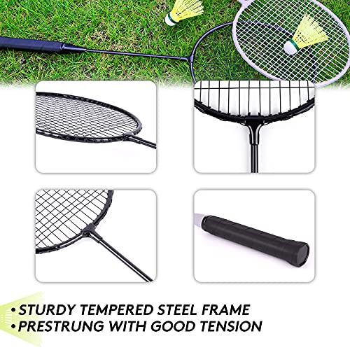 AboveGenius Badminton Rackets Set with 6 Shuttlecocks, Lightweight Badminton Set of 4 for Outdoor Backyard Games, Racquets with Durability for Beginners and Casual Players - Image 2