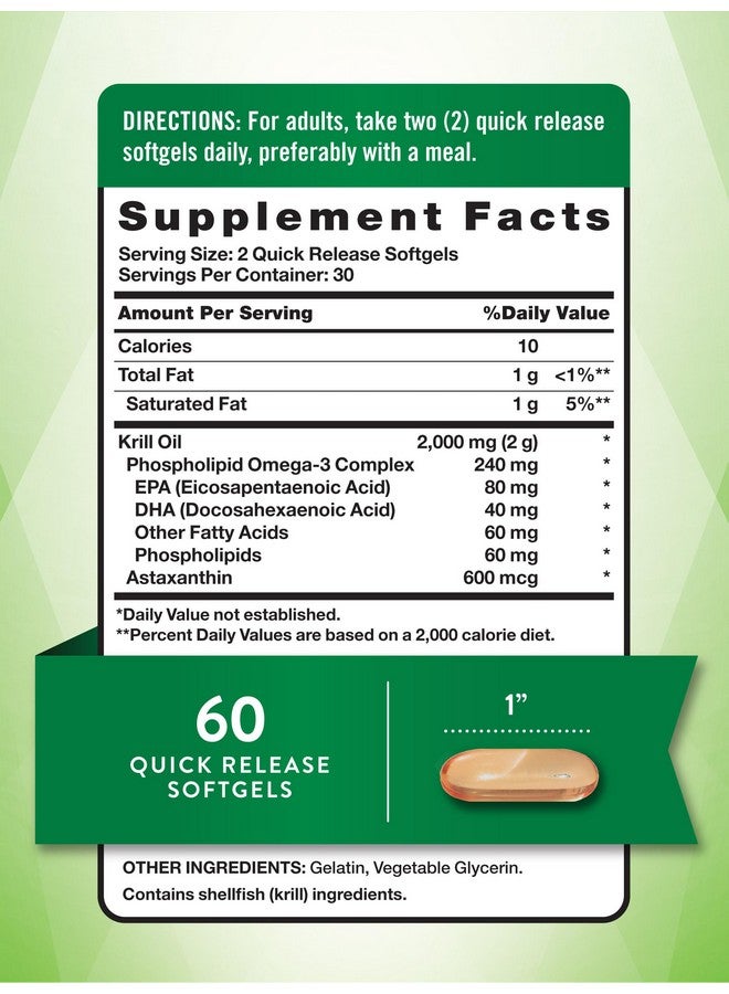 Nature's Truth Nature's Truth Krill Oil 2000mg Softgels | 60 Count | Omega-3 with EPA & DHA | Non-GMO & Gluten Free Supplement  - Image 2