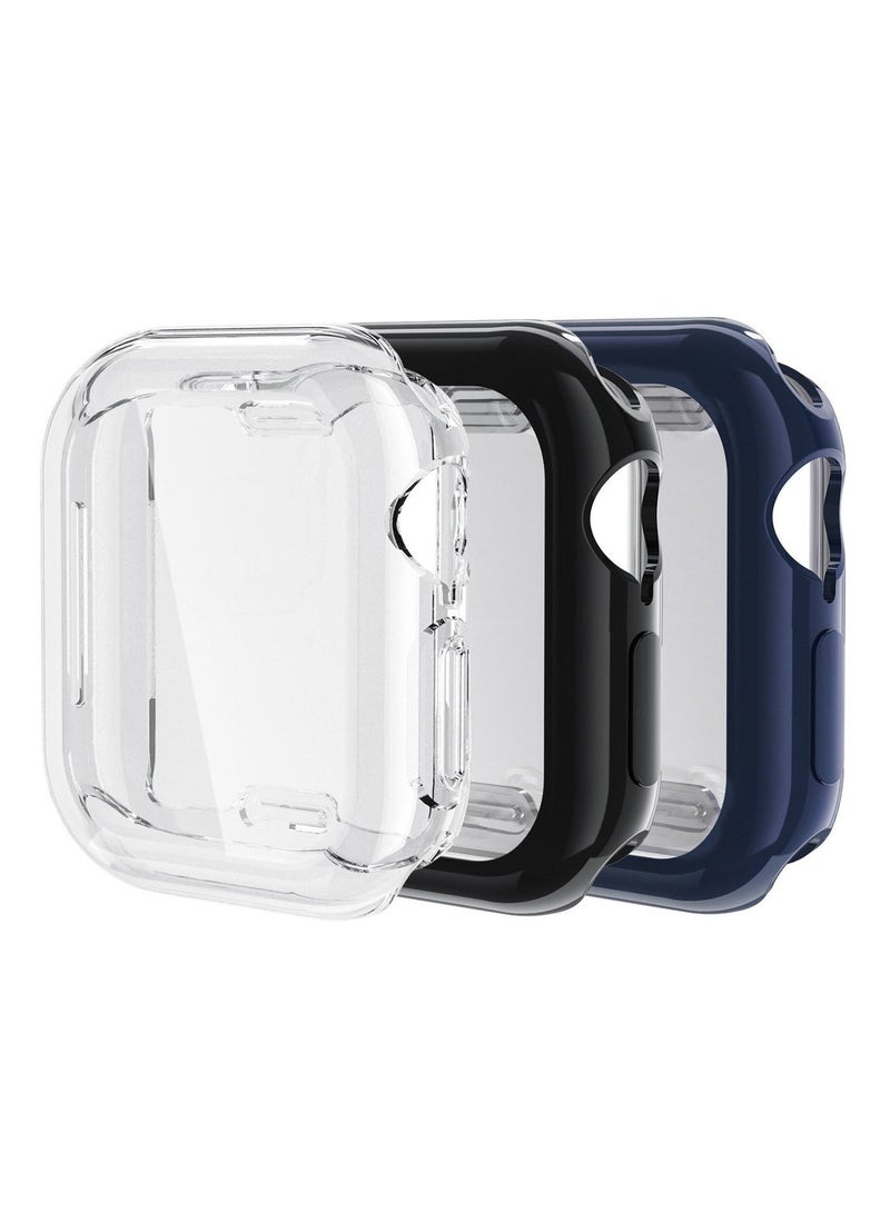 Youque 3PCS TPU Full Cover HD Screen Protector Case for Apple Watch Series 10/11 - 42mm Clear/Black/Blue - Image 1