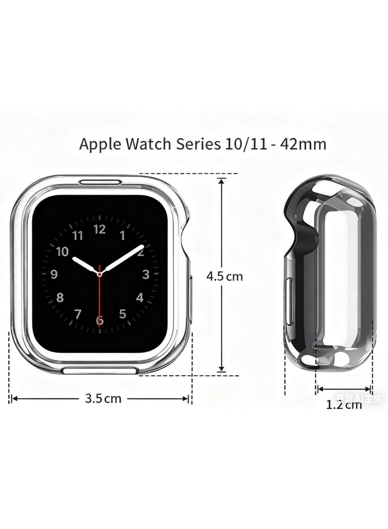 Youque 3PCS TPU Full Cover HD Screen Protector Case for Apple Watch Series 10/11 - 42mm Clear/Black/Blue - Image 5