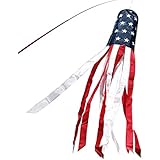 Anley Anley 40 Inch American US Flag Windsock, Stars & Stripes USA Patriotic Decorations - Embroidered Stars and Fade  - Image 1
