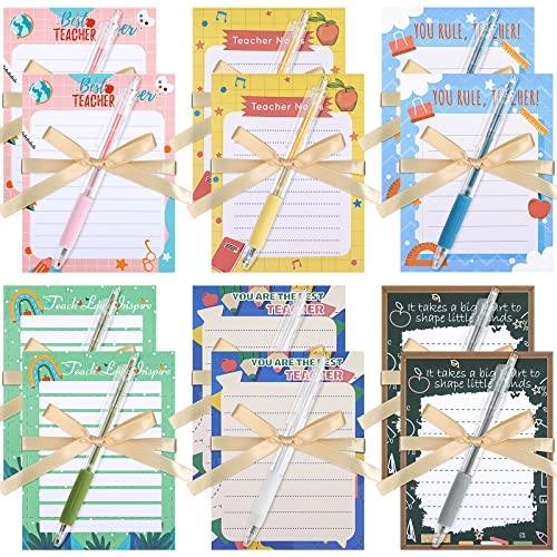 Lincia 24 Pcs Teacher Notepad with Pens Teacher Appreciation Gifts Bulk Lined Sticky Notes 30 Sheets Per Memo Pad for Christmas Office Supplies(Stylish Style) - Image 1