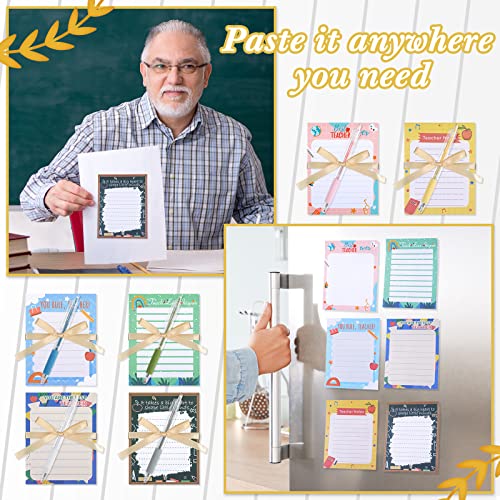 Lincia 24 Pcs Teacher Notepad with Pens Teacher Appreciation Gifts Bulk Lined Sticky Notes 30 Sheets Per Memo Pad for Christmas Office Supplies(Stylish Style) - Image 3