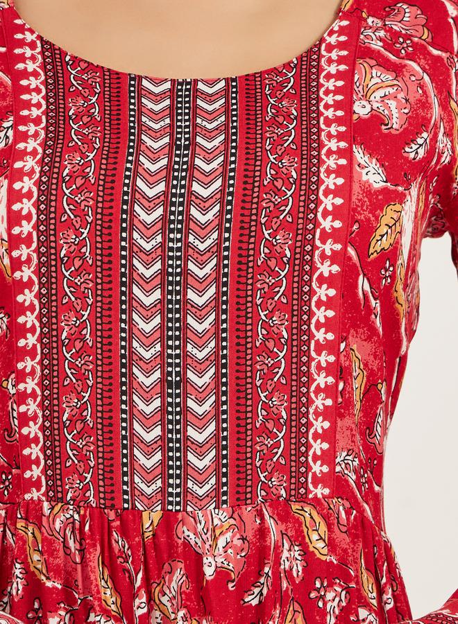 ستايلي فستان ماكسي بتصميم - وأكمام الجرس بطبعة زهور - Image 4