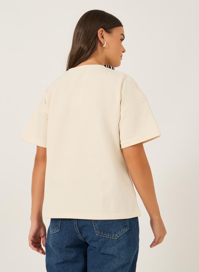 Styli Styli Slogan Print Short Sleeve Oversized T-Shirt  - Image 5