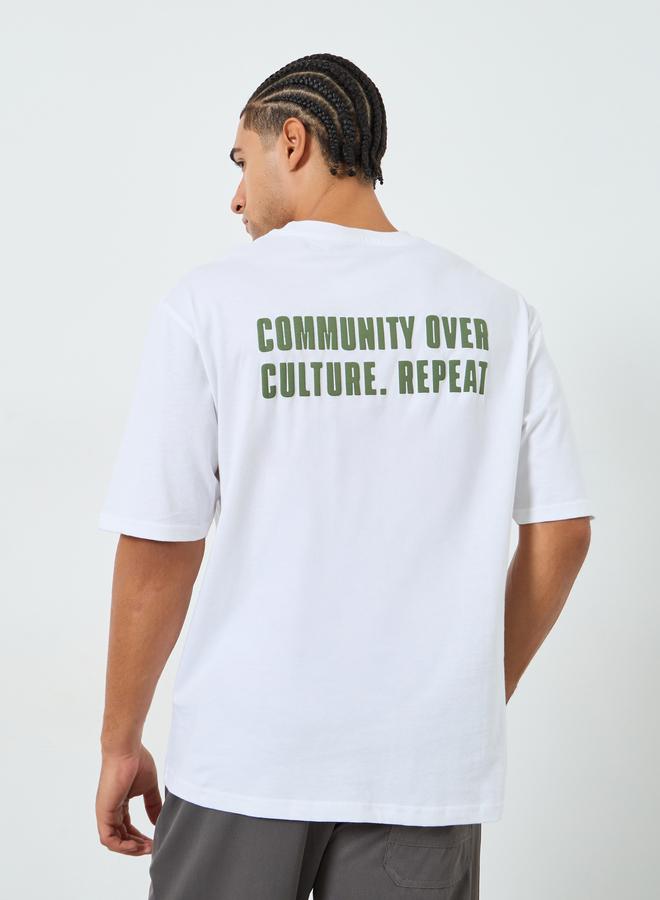 Styli Men White Oversized Slogan T-Shirt - Image 3