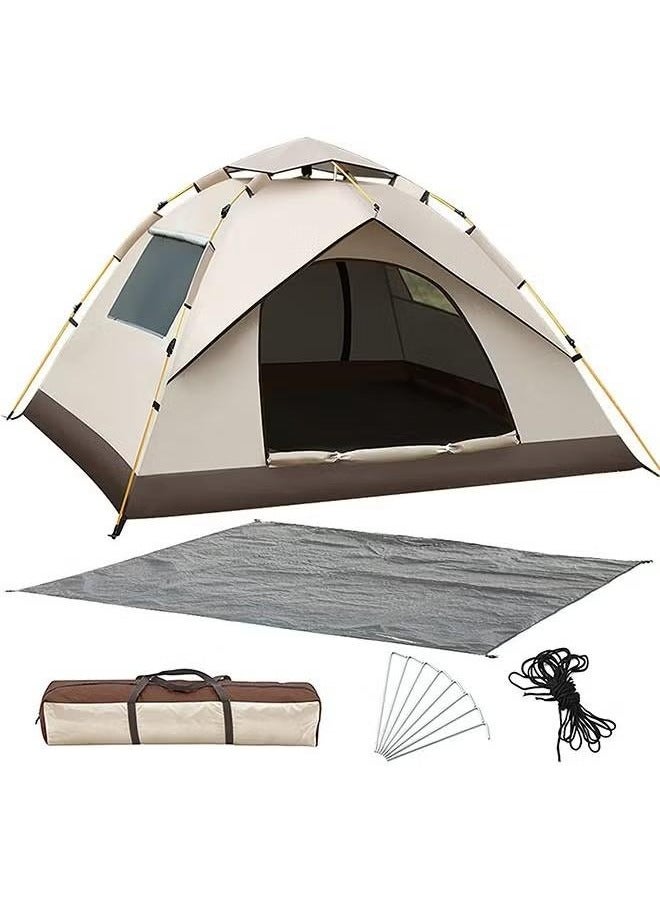 XiuWoo Instant Pop Up Tents for Camping, 3-4 Person Camping Tent Automatic 60s Setup Dome Tent, Double-Layer Waterproof Family Tent for Hiking Backpacking with Damp-Proof Mat  - Image 1