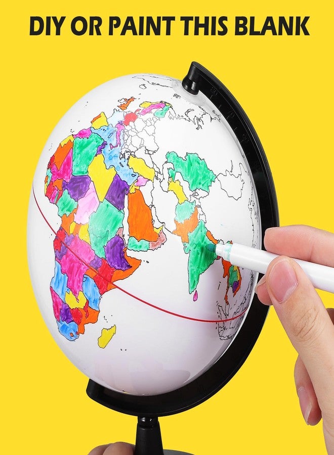 Vaguelly Diy Coloring Graffiti Blank Globe Desktop Decor Table Top Decor Diy Globe Unpainted Globe World Globe on Stand Geographic Globe Portable Globe Props Globe Decor Rewritable Textbook - Image 5