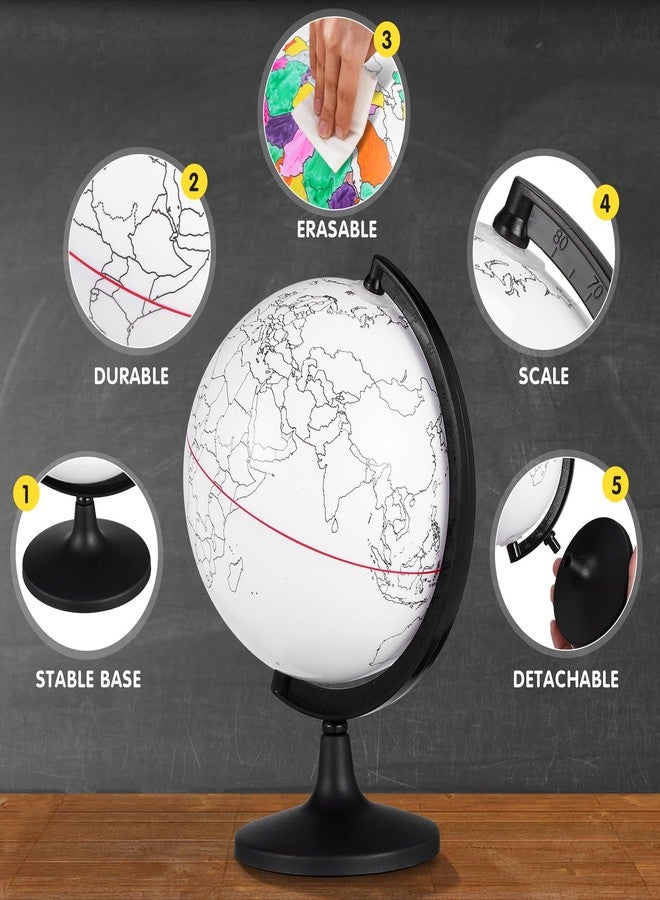 Vaguelly Diy Coloring Graffiti Blank Globe Desktop Decor Table Top Decor Diy Globe Unpainted Globe World Globe on Stand Geographic Globe Portable Globe Props Globe Decor Rewritable Textbook - Image 4