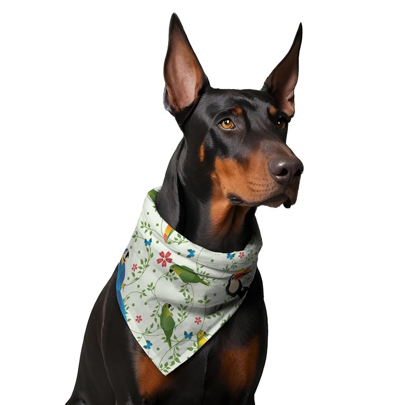 W Brings Toucan & Parrot Dog Bandana/Dog Scarf | This Beautiful Gorgeous Design Dog Bandana Scarf is Perfect Styling Accessory for Dogs Large, Medium & Small. One Size Fits All. - Image 4