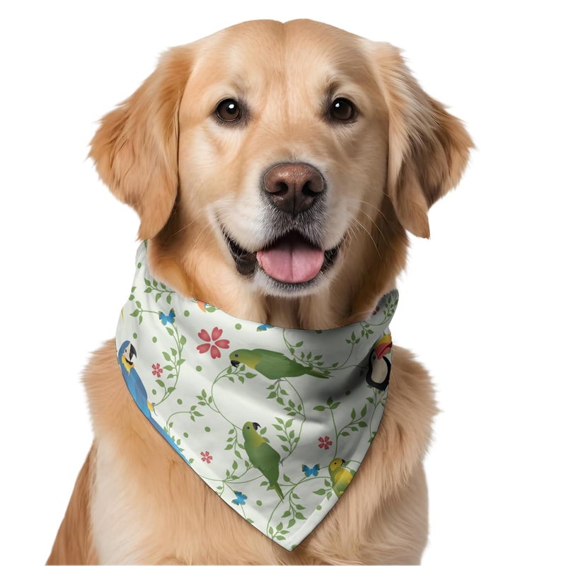 W Brings Toucan & Parrot Dog Bandana/Dog Scarf | This Beautiful Gorgeous Design Dog Bandana Scarf is Perfect Styling Accessory for Dogs Large, Medium & Small. One Size Fits All. - Image 1