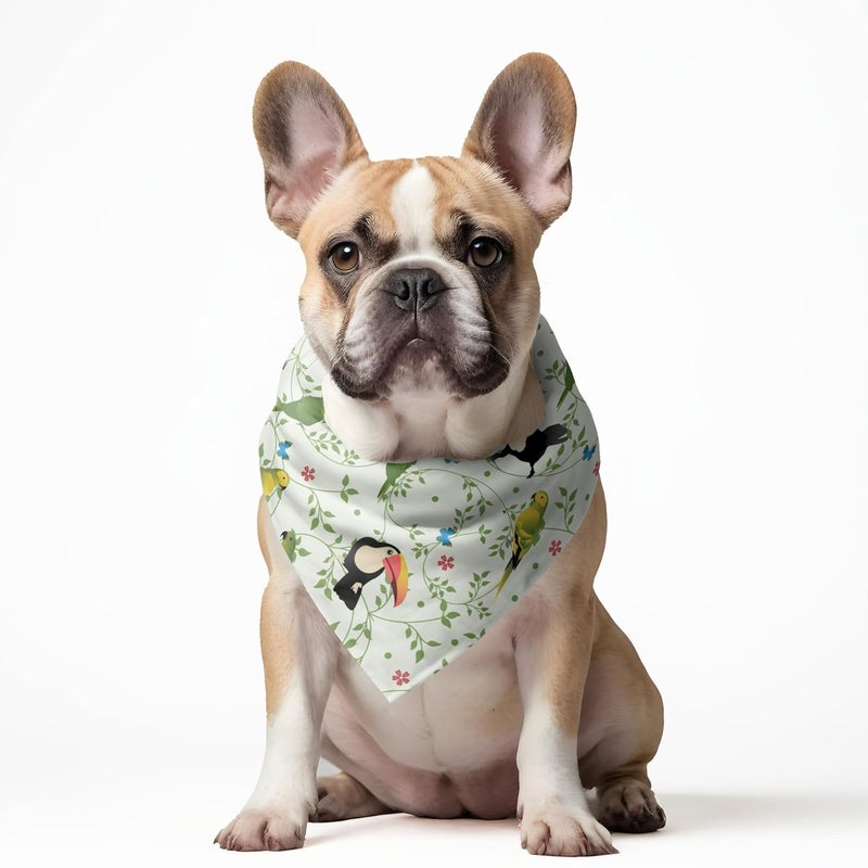 W Brings Toucan & Parrot Dog Bandana/Dog Scarf | This Beautiful Gorgeous Design Dog Bandana Scarf is Perfect Styling Accessory for Dogs Large, Medium & Small. One Size Fits All. - Image 3