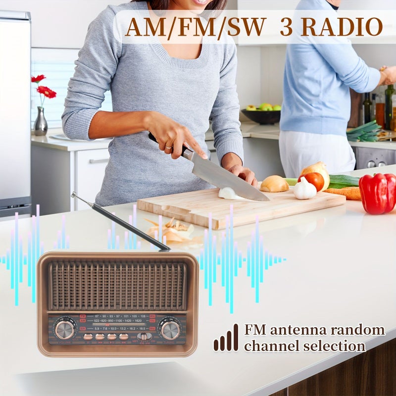 مكبر صوت ذهبي رجعي AM FM مع USB TF قابل للشحن ديكور غرفة فينتج - Image 4