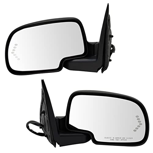 TRQ Driver & Passenger Side Mirror Set Power Power Folding Compatible with 03-06 Cadillac 01-06 Chevrolet GMC GM1320362 GM1321362 - Image 1