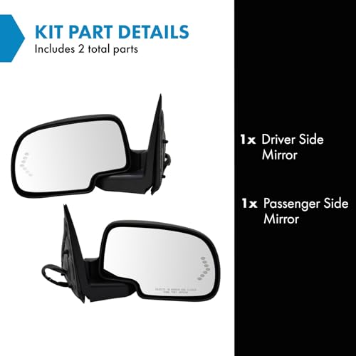 TRQ Driver & Passenger Side Mirror Set Power Power Folding Compatible with 03-06 Cadillac 01-06 Chevrolet GMC GM1320362 GM1321362 - Image 2