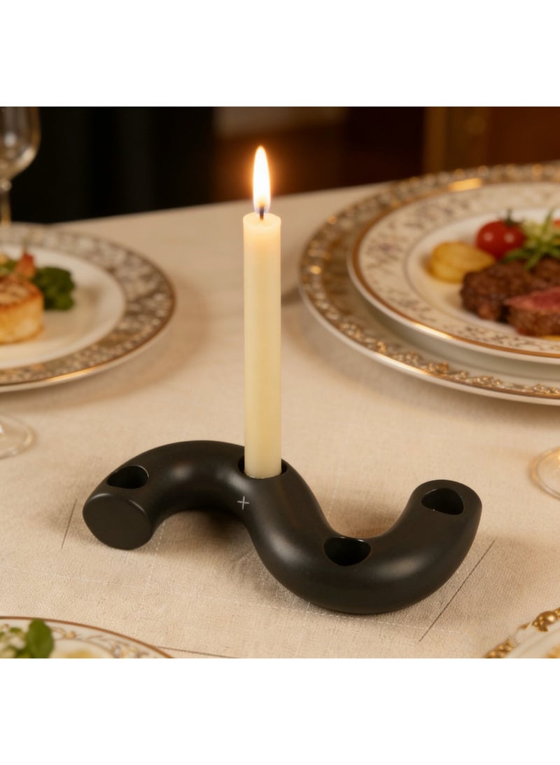 Firasa European-style simple romantic creative ceramic candlestick Ceramic Candle Holder Black Ramadan Eid premium gift Home Decor - Image 1