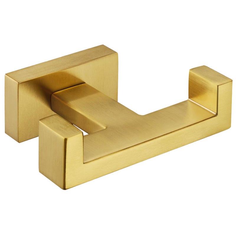 Angle Simple Towel Hook for Bathroom SUS 304 Stainless Steel Hand Towel Holder Double Robe Coat Hook for Wall Brushed Dark Gold