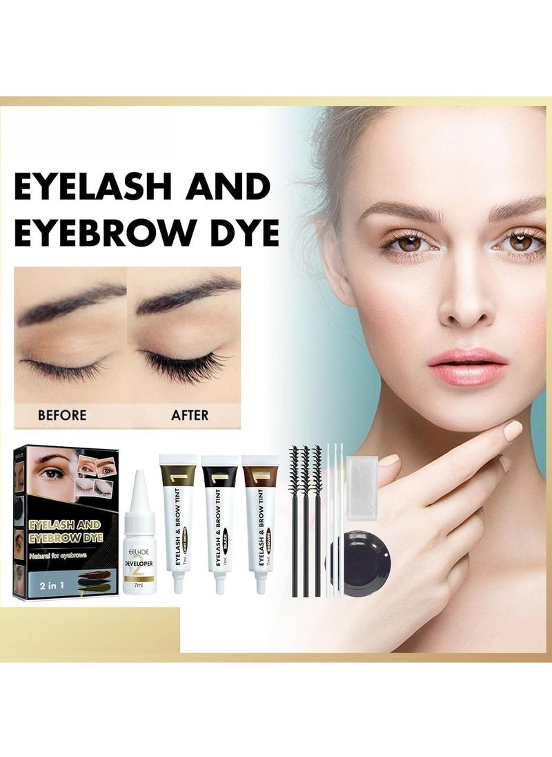 EELHOE Eyebrow and Eyelash Tinting Kit Long-Lasting Color Smudge-Proof and Water-Resistant Easy-to-Apply, 2 in 1 Eyelash and Eyebrow Dyeing Set Anti-Sweat and No Smudge Safe and Gentle (light brown) - Image 2