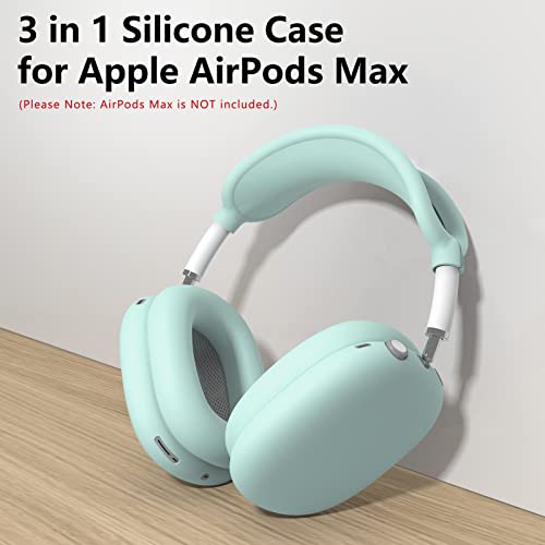 MINDRESY Silicone Case Cover for AirPods Max Headphones,Ear Pad Case Cover/Ear Cup Cover/Headband Cover for AirPod Max(USB-C/Lightning)(2024/2020),Accessories Silicone Protector for Apple AirPod Max,Glow Green - Image 2