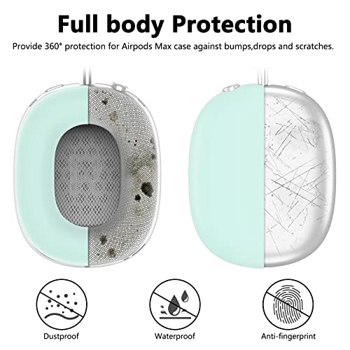 MINDRESY Silicone Case Cover for AirPods Max Headphones,Ear Pad Case Cover/Ear Cup Cover/Headband Cover for AirPod Max(USB-C/Lightning)(2024/2020),Accessories Silicone Protector for Apple AirPod Max,Glow Green - Image 3