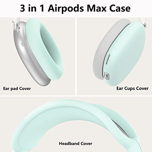 MINDRESY Silicone Case Cover for AirPods Max Headphones,Ear Pad Case Cover/Ear Cup Cover/Headband Cover for AirPod Max(USB-C/Lightning)(2024/2020),Accessories Silicone Protector for Apple AirPod Max,Glow Green - Image 4