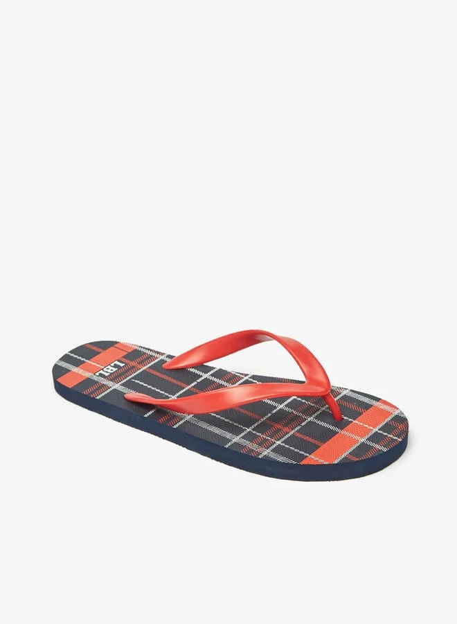 Lbl Men Checked Slip-On Thong Slippers