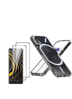 Aookay 1+2 Case for Nothing Phone 1, with Tempered Glass Screen Protector 2 Pcs, Soft Slim Cover Transparent Flexible TPU Back Hard PC Frame Bumper Reinforced Corners Cover ,Nothing Phone 1(Clear)  - Image 1