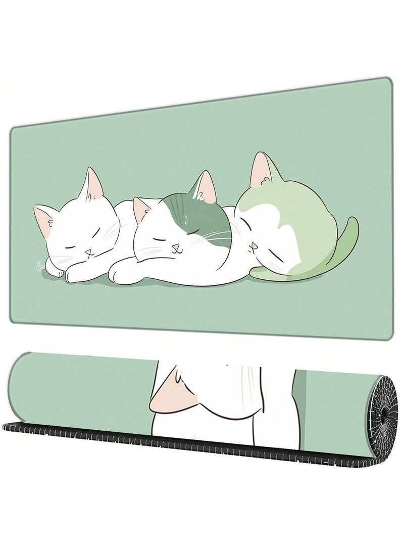 Stylish, Cat Designed Mouse Pad With Non-Slip Rubber Base, Size 900x400 mm - Image 1