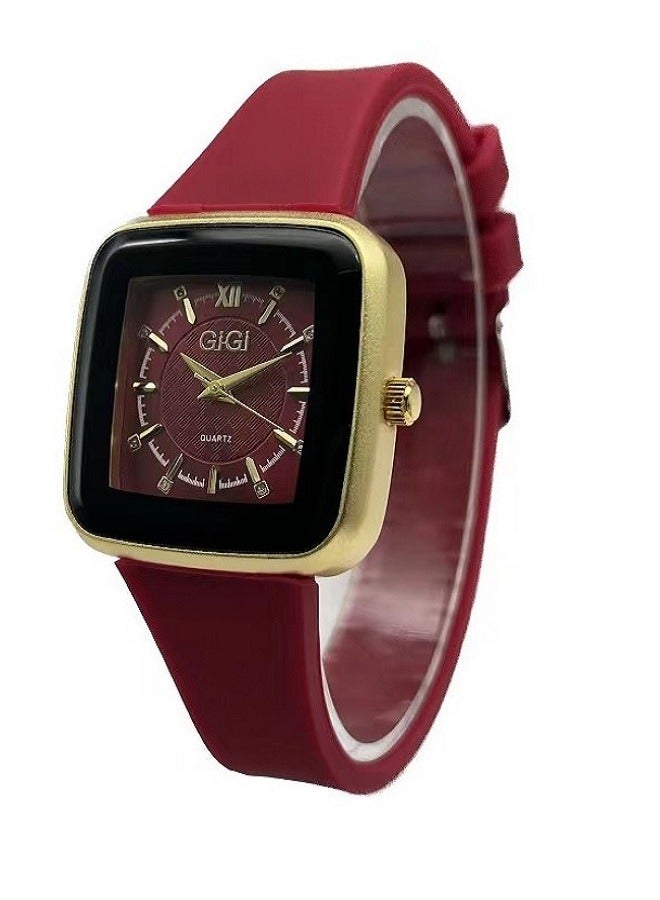 GIGI Analog Watch With Red Leather Strap - Image 1