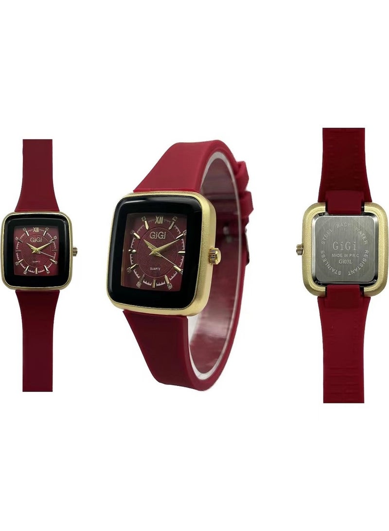GIGI Analog Watch With Red Leather Strap - Image 5
