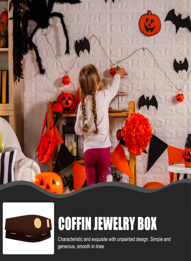 BESTOYARD Halloween Wooden Coffin Model for Dollhouse Furniture, 1:12 Scale Tiny Gothic Funeral Home Accessory, DIY Craft Small Decoration - Image 5