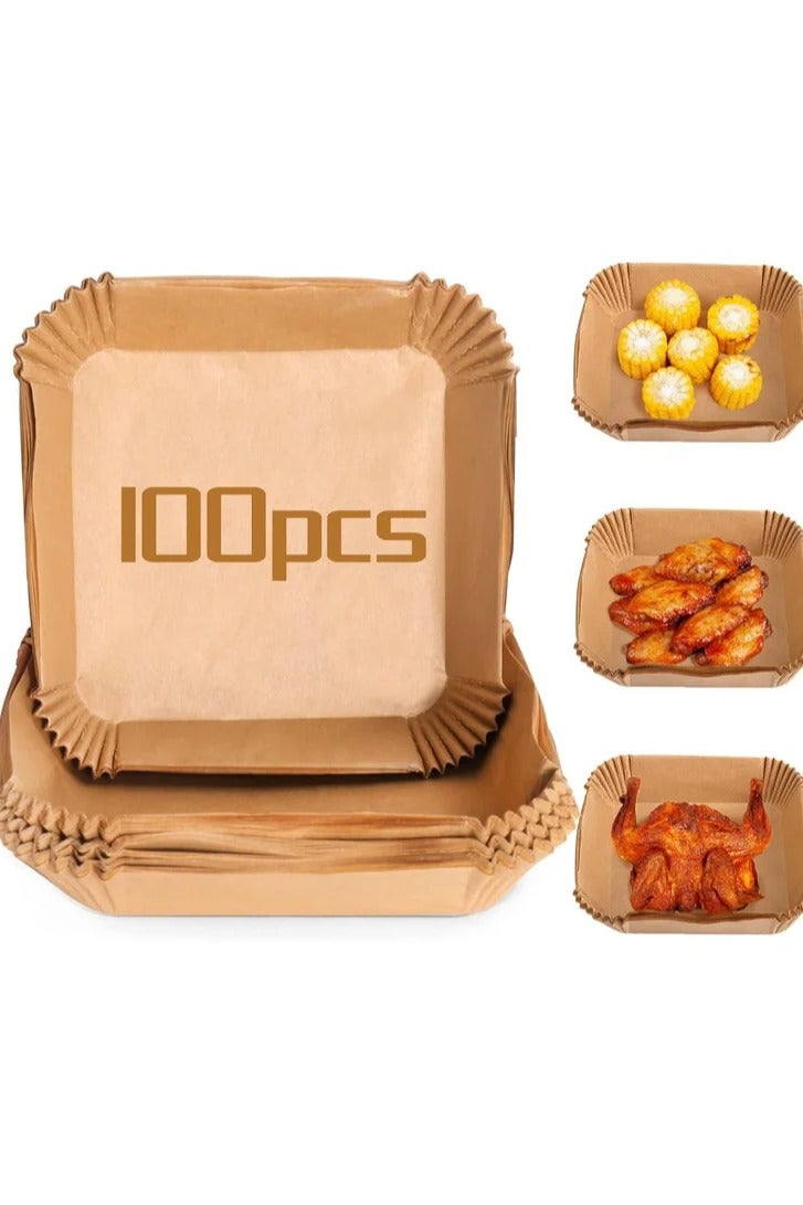 هوم 100 جهاز كمبيوتر شخصي مقلي الهواء القابل للتصرف بطانة الورق, الهواء المقلي بطانات مربع, ورقة الخبز للهواء المقلي مقاومة للماء, ورقة الخزف الخبز الشواء الميكروويف, 16 سم (6.3 بوصة) - Image 1