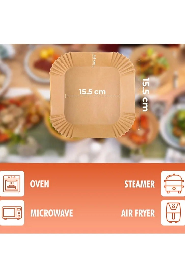 هوم 100 جهاز كمبيوتر شخصي مقلي الهواء القابل للتصرف بطانة الورق, الهواء المقلي بطانات مربع, ورقة الخبز للهواء المقلي مقاومة للماء, ورقة الخزف الخبز الشواء الميكروويف, 16 سم (6.3 بوصة) - Image 2