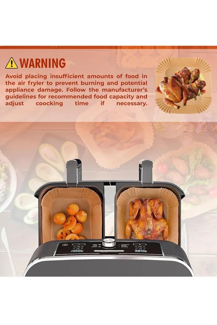 هوم 100 جهاز كمبيوتر شخصي مقلي الهواء القابل للتصرف بطانة الورق, الهواء المقلي بطانات مربع, ورقة الخبز للهواء المقلي مقاومة للماء, ورقة الخزف الخبز الشواء الميكروويف, 16 سم (6.3 بوصة) - Image 3