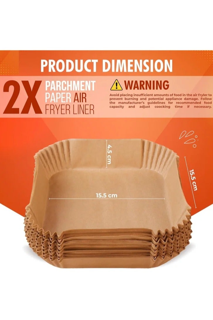 هوم 100 جهاز كمبيوتر شخصي مقلي الهواء القابل للتصرف بطانة الورق, الهواء المقلي بطانات مربع, ورقة الخبز للهواء المقلي مقاومة للماء, ورقة الخزف الخبز الشواء الميكروويف, 16 سم (6.3 بوصة) - Image 5