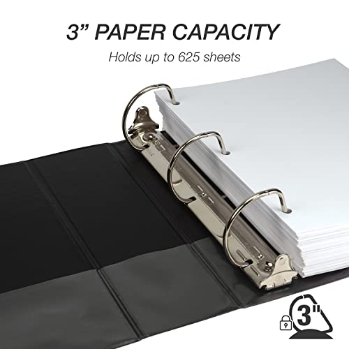 Samsill Durable 3 inch 3 Ring Binder, Made in USA, D Ring Binder, FSC 100% Recycled Chipboard, Black - Image 3