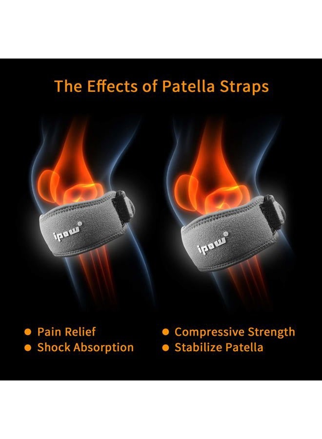 IPOW 2 Pack Thickened Pad & Wide Patella Knee Strap, Pain Relief Patellar Tendon Support, Adjustable Brace Band for Basketball, Running, Jumpers Knee, Volleyball, Tendonitis, Arthritis - Image 2